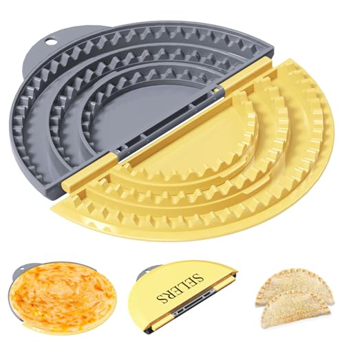 Tortilla Sealer,SELERS,Tacos tortilla crimper Maker Large,Removable & Adjustable 4"-6''-8" Crust,For Burritos,Pasties,Tortilla,Dumplings,Sandwich,Grey Yellow