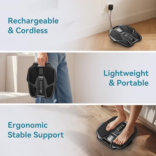 NURSAL EMS Foot Massager for Neuropathy, Electric Muscle Stimulator for Feet & Legs Circulation, TENS Unit for Feet with 6 Reusable Pads, Wireless Remote with 90 Adjustable Intensity Levels