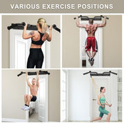 Pull Up Bar Wall Mount 440 LBS Capacity Doorway Chin Up Bar Multifunctional Steel Chinup Bar with with Resistance Band Hooks for Indoor Home Gym Garage
