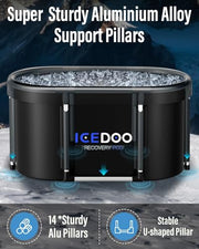 New Upgrade XL 139-Gallon Oval Ice Bath Tub - 6 Layered Portable Bathtub, Recessed Bathtubs Foldable with Cover Cold Plunge Tub for Athletes, Home Gym, Outdoor Recovery Use.