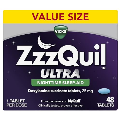 ZzzQuil ULTRA, Sleep Aid, Doxylamine Succinate 25mg, Sleep Aids for Adults, Nighttime Sleep Aid, 48 Tablets