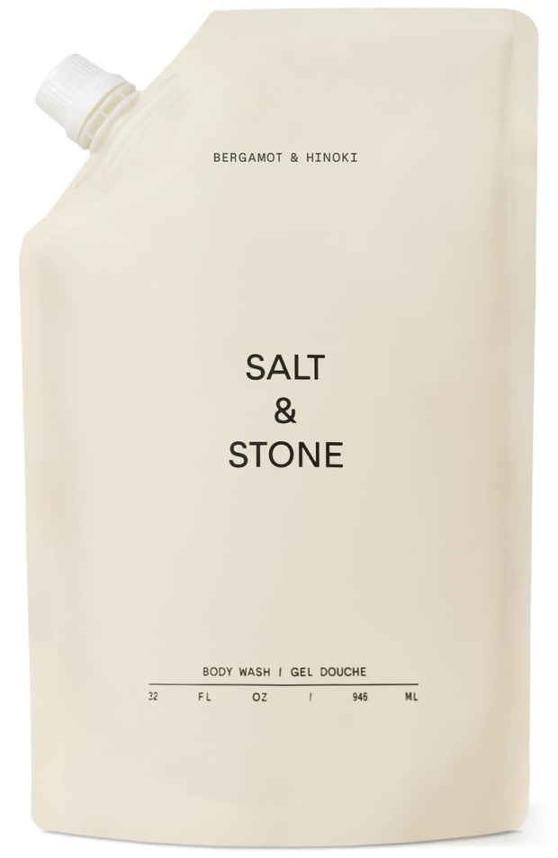 Salt & Stone Antioxidant-Rich Body Wash - Santal & Vetiver | Cleanse, Nourish & Soften Skin with Niacinamide & Hyaluronic Acid | Free From Parabens, Sulfates & Phthalates (15.2 fl oz)