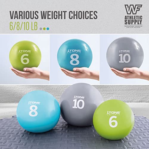 WF Athletic Supply Weighted Toning Ball, Soft Weighted Exercise Ball, Soft Medicine Balls for Exercise, Yoga, Pilates & Physical Therapy, 6, 8, 10 LB, Option Available in Single, Pair & Set with Rack