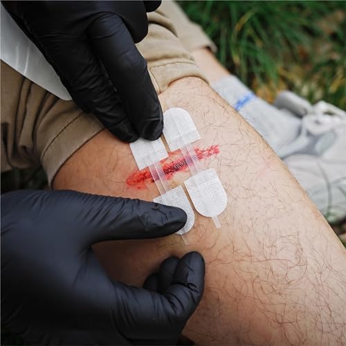 RHINO RESCUE Wound Closure Kit, 6pcs with Dresssings, Wound Closure Strips Without Suture, Stitch Zip Laceration Closure Kit for Cut Care, Adhesive Wound Closure Bandages, HSA/FSA Eligible