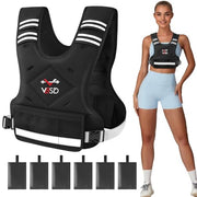VBSD Adjustable Weighted Vest for Women Men 4-10lb/11-20lb/20-32lb Vest with 6 Ironsand Weights Body Weight Vest with Reflective Strip for Running Walking Strength Training Workouts