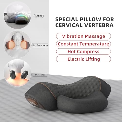 Pillow Traction Massager 2025 New for Neck Hump - 3-in-1 Cervical Neck Pillow with Heat Therapy, Memory Foam for Neck Pain Relief, Ergonomic Massager for Shoulder Back (Gray)