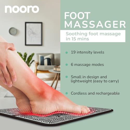 nooro Portable Foot Massager - Soothing Comfort & Revitalization for Tired Feet, 15 Minute Massage with 6 Settings, Pulse Sensation with Deep Tissue Results