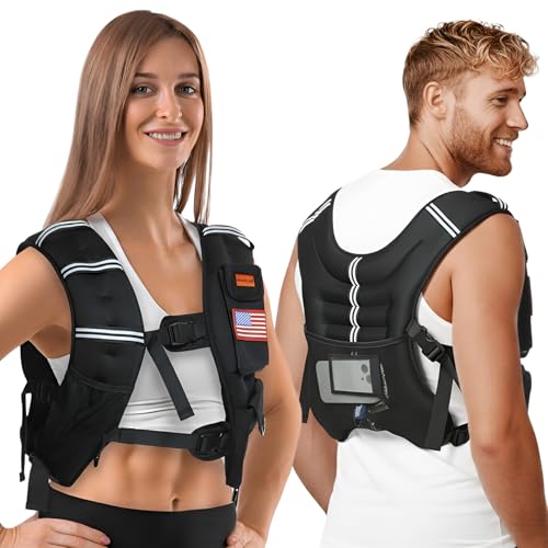 Weighted Vest for Woman and Men, 8lbs/12lbs/16lbs/20lbs/30lbs/40lbs Odorless Adjustable Straps Size Walking Vest,Running Vest with Underarm Buckle, Breathable Mesh Shoulder Pain Relief, Strength Training HIIT