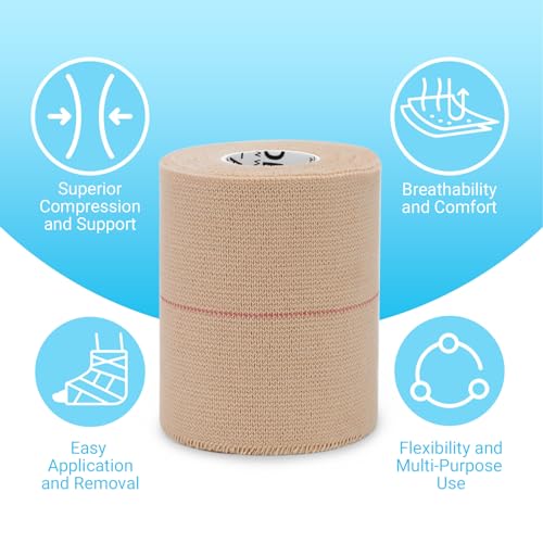 OK TAPE Elastic Adhesive Tape Bandage Tape Wrap - 4 Rolls, Flexible Stretch Bandages for Sports Ankle, Knee and Wrist Sprains (Beige,2 Inch Wide)