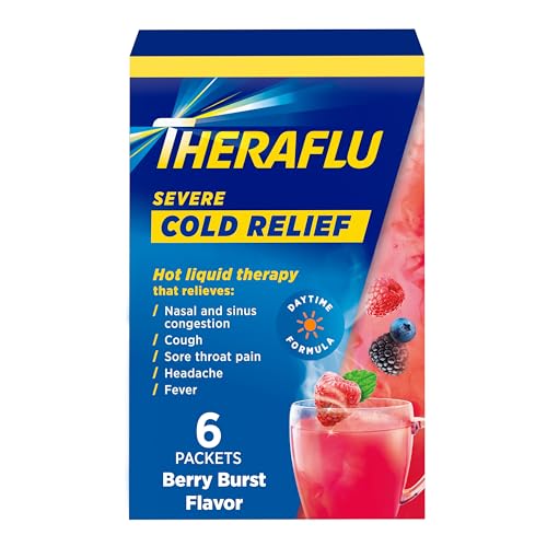 Theraflu Powder for Daytime Severe Cold and Cough, Berry Infused with Menthol (6 packets)