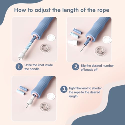 Redify Upgraded Beaded Jump Rope for Kids,Tangle-Free Segmented Kids Jump Rope with Soft Anti-slip Handles,Adjustable Jumping Rope for Children Women and Men Fitness 9.2 Feet, Pink Blue