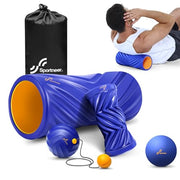 Sportneer 4 in 1 Foam Roller Set: Dual Textures Foam Roller, Foot Roller, Lacrosse Ball, Traction Massage Ball with String, Deep Massage Roller for Whole Body Release, Physical Therapy