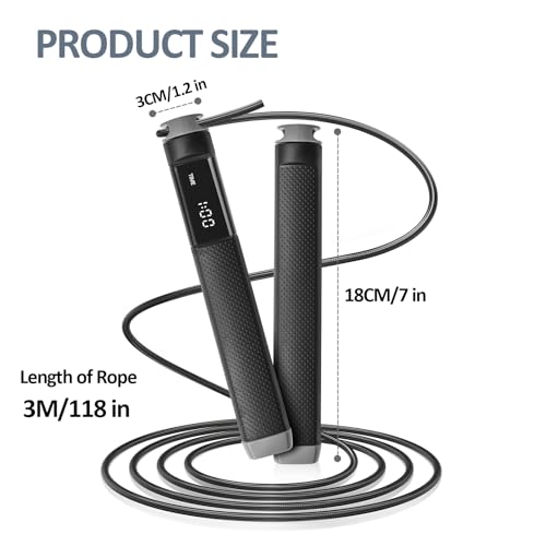 KYTO Smart Jump Rope, High Speed Jump Rope with Counter, Workout Jumping Rope with Steel Ball Bearings, Adjustable Length Speed Skipping Rope, Skipping Rope with App, Fitness Gifts for Adults, Kids