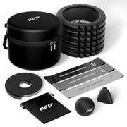 Mobility Pack, 6-Piece Workout Set - at Home & On-The-Go Exercise Recovery Tools - Foam Roller, Extended Performance & Mini Resistance Band, Massage Tool & Carry Case with Clip