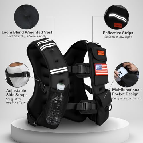 Weighted Vest for Woman and Men, 8lbs/12lbs/16lbs/20lbs/30lbs/40lbs Odorless Adjustable Straps Size Walking Vest,Running Vest with Underarm Buckle, Breathable Mesh Shoulder Pain Relief, Strength Training HIIT