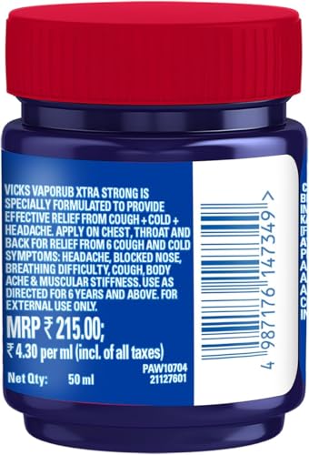 VapoRub Xtra Strong Soothing Vapour Ointment Suitable for Adults and Children Above 6 Years Old (50 ml - 1.7 oz) + V4L 125 Sheets multifold Paper Napkin Free