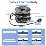 Neck Stretcher for Pain Relief, Adjustable Inflatable Cervical Traction Device, Neck Brace for Home Use, Supports Neck Decompression & Spine Alignment，Gifts for Women (Grey)