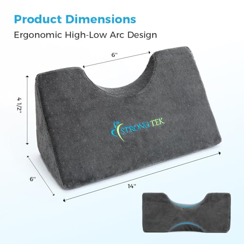 StrongTek Dual-Curve Cervical Pillow – Neck Traction Wedge for Pain Relief, Posture Correction & Stretching – Orthopedic Foam Pillow with Washable Cover