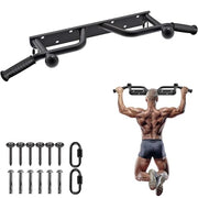 SELEWARE Heavy Duty Wall Mounted Doorway Pull Up Bar Fully Welded Multifunctional Chin Up Bar with Resistance Band Hooks & Ball Finger Training, 500LB Capacity Support Beam or Joist Mount