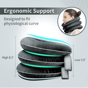 S Cervical Neck Traction Device for Neck Pain Relief - Inflatable Neck Stretcher Collar for Decompression - Best Home Use Neck Brace Pump (Black Plush)