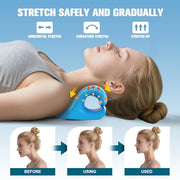 Neck Stretcher and Cervical Traction Device, Relaxer for TMJ Pain and Shoulder Pain Relief, Cervical Traction Device Pillow, Spine and Neck Corrector(Blue)