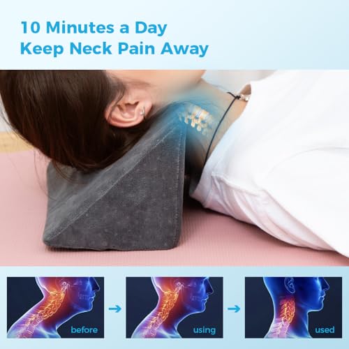 StrongTek Dual-Curve Cervical Pillow – Neck Traction Wedge for Pain Relief, Posture Correction & Stretching – Orthopedic Foam Pillow with Washable Cover