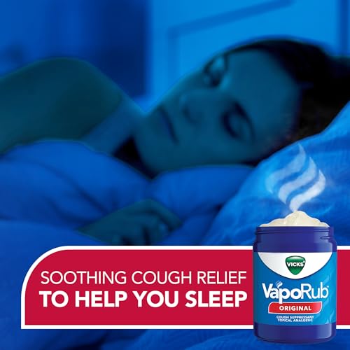 Vicks VapoRub, Original, Cough Suppressant, Topical Chest Rub & Analgesic Ointment, Medicated Vicks Vapors, Relief from Cough Due to Cold, Aches & Pains, 6oz (2 Count)
