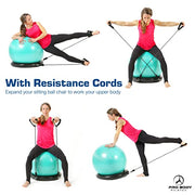 ProBody Pilates Yoga Ball Chair, Exercise Ball Chair with Base or Stand for Home Office Desk Sitting or Workout, 65cm Antiburst Balance & Stability Ball Seat, Large Gym Ball for Back, Abs