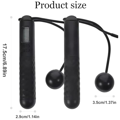 Skipping Rope with Counter, Gravity Ball Jump Rop, Counting Jump Rope, Cordless, Intelligent Digital Jump Rope, Adjustable Skipping Rope for Lose Weight- Black