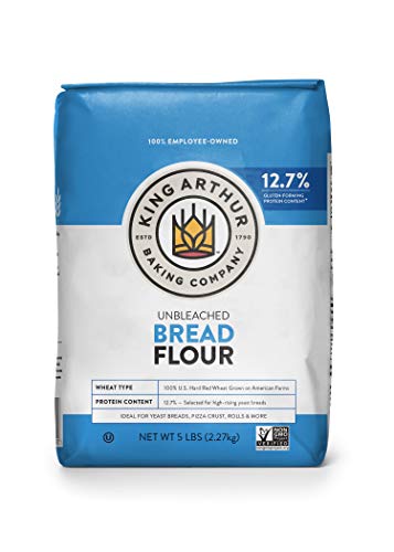 King Arthur Unbleached Bread Flour: Premium High-Protein 12.7% for Perfect Breads, Rolls & Pizza Dough - Non-GMO, Kosher Certified, No Preservatives - Ideal for Bread Machines & Artisan Baking - 5 lbs