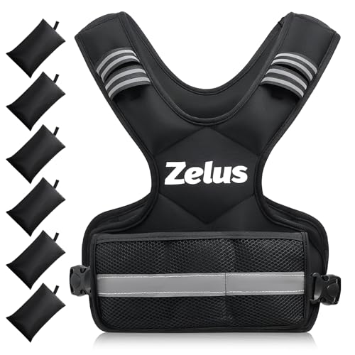 ZELUS Weighted Vest for Men and Women | 4-10lb/11-20lb/20-32lb Vest with 6 Ironsand Weights for Home Workouts | Adjustable Body Weight Vest Exercise Set for Cardio and Strength Training