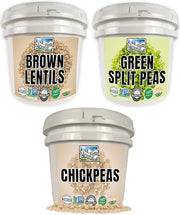 Palouse Brand Emergency Legume Bucket Supply | Certified Glyphosate Residue Free | 75 LBS | Chickpeas, Lentils and Green Split Peas [25 lbs each]