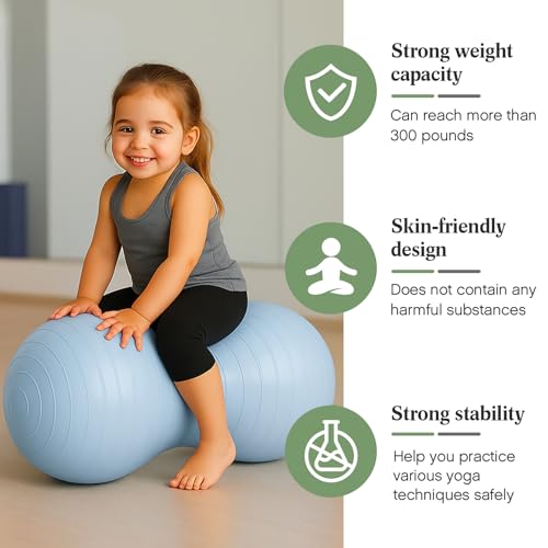 Jexine 3-Piece Anti-Burst Peanut Shape Ball Set - Exercise Yoga Balance Stability Ball for Kid Therapy, Pregnancy, and Home Gym, Includes 1 Pump, 3 Size Options
