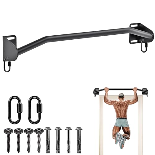 SELEWARE Heavy Duty Welded Pull Up Bar, Versatile Doorway Wall Mount, Joist Mounted, and Ceiling Mounted Chin Up Bars, Thick Metal Sturdy Construction for Full Body Workouts Support 500 lbs