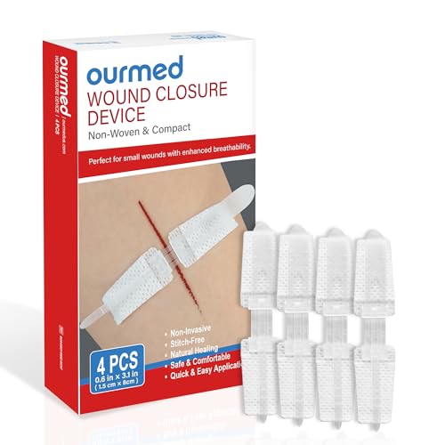 Wound Closure Strips(0.6"x 3.1" - 4 Pcs), Butterfly Bandages for Wound Care, Steri Emergency Laceration Closures Without Stitches for Outdoors Use.