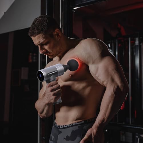 Massage Gun Deep Tissue,Birthday Gifts for Men Women,Gifts for Boyfriend Girlfriend - Neck Back Massager for Pain Relief Deep Tissue with 6 Heads & 5 Speeds,Prime Today 2025(Grey)