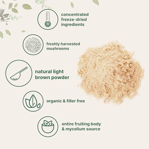 Micro Ingredients Organic Lion’s Mane Mushroom Powder, 8oz | Pure Fruiting Body Superfood | Supports Brain, Focus, Energy & Immune Health | Great for Smoothies & Coffee | Filler Free, Vegan, Non-GMO