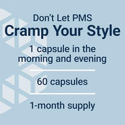 Life Extension Daily PMS Relief, Menstrual Comfort Supplement, PMS-Related Cramps, Lower Back discomfort, Mood, Ginger, Magnesium, B6, Gluten-Free, Non-GMO, 60 Capsules