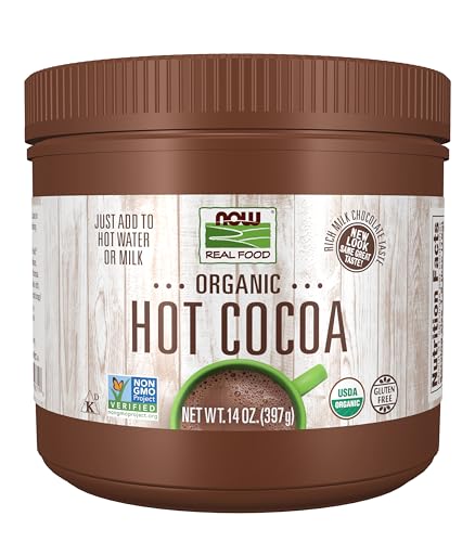 NOW Foods, Cocoa Lovers™ Organic Hot Cocoa, Instant, Rich Milk Chocolate Taste, Low-Fat and Gluten-Free, 14-Ounce