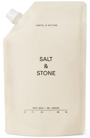 Salt & Stone Antioxidant-Rich Body Wash - Santal & Vetiver | Cleanse, Nourish & Soften Skin with Niacinamide & Hyaluronic Acid | Free From Parabens, Sulfates & Phthalates (15.2 fl oz)