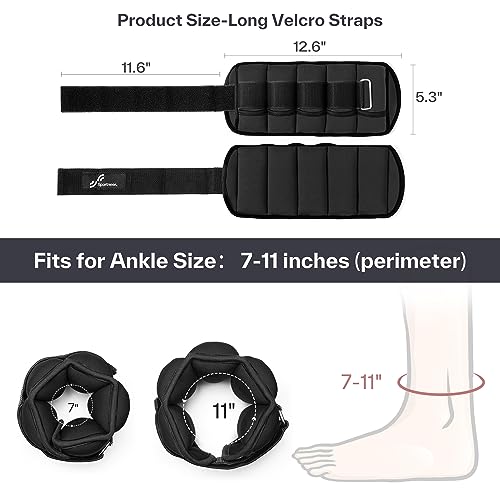 Sportneer Adjustable Ankle Weights for Women and Men 7 lbs/Pair Adjustable Leg Weights with Secure Straps, Strength Training Weighted for Yoga, Walking, Running, Aerobics, Gym, Physical Therapy