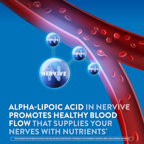 Nervive Nerve Relief, Reduces Occasional Nerve Discomfort in as Little as 7 Days, Stabbing/Pins and Needles, Burning in Hands and Feet*†, Alpha Lipoic Acid, B Vitamins, Turmeric, Ginger, 30 Tablets