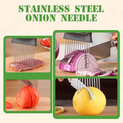 Stainless Steel Onion Slice Holder, 2025 New Onion Slice Holder for Slicing, Chopper Assistant Tool, Lemon Slicer Vegetable Cutter for Meat, Lemon, Potato, Tomato - Kitchen Gadgets (1)