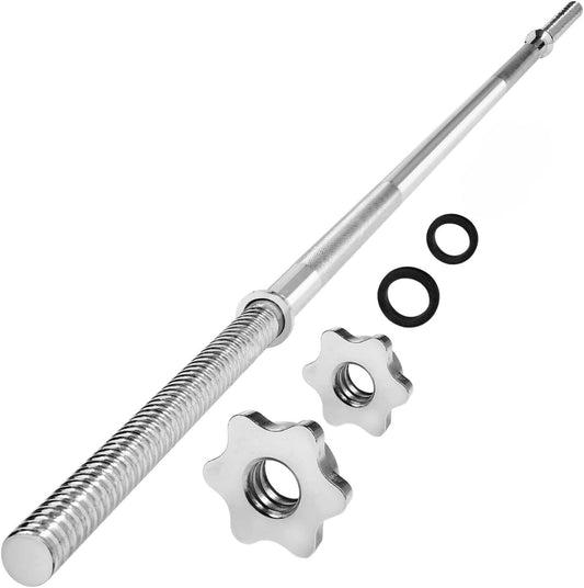 Yes4All 480LB Standard Straight Barbell 60" & EZ Curl Bar 47", Weight Bar 1" Diameter - Star Lock Collars & Rubber Ring for Deadlifts, Squats