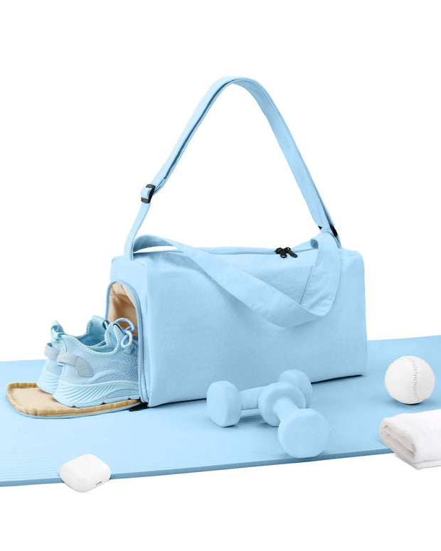 Small Gym Bag for Women with Shoes Compartment, Stylish Duffle Travel Bag for Plane, Lightweight Duffle Bag for Women & Men, Sport Gym Tote Bag with Wet Pocket for Yoga, Pilates, Swimming