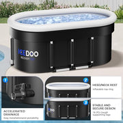 Upgraded 132-Gal Oval Ice Bath Tub with Air Ring, Portable Multi-Layered Cold Plunge Tub - Foldable & Inflatable, with Lid, for Athletes & Adults,Ideal for Home, Gym & Outdoor Use