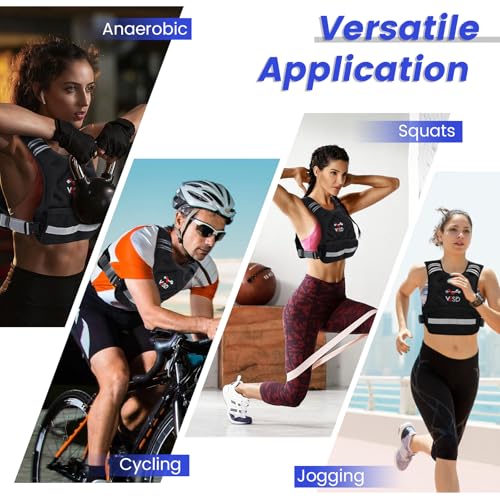 VBSD Adjustable Weighted Vest for Women Men 4-10lb/11-20lb/20-32lb Vest with 6 Ironsand Weights Body Weight Vest with Reflective Strip for Running Walking Strength Training Workouts