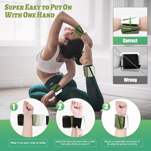 Wrist Weights for Women At Home Ankle Weights Set of 2 (1 lb /2 Lbs Each) Adjustable Weighted Wristbands Arm Leg Weights for Women Men Suitable for Walking Swimming Running Pilates Yoga Gym