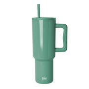 Simple Modern 40 oz Trek Tumbler with Handle and Straw Lid | Cup Holder Friendly Insulated Stainless Steel Travel Mug | Blue Dune