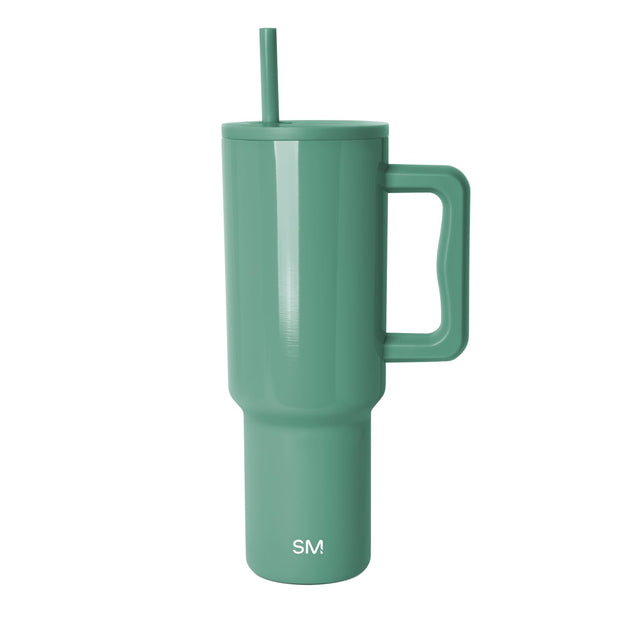 Simple Modern 40 oz Trek Tumbler with Handle and Straw Lid | Cup Holder Friendly Insulated Stainless Steel Travel Mug | Blue Dune